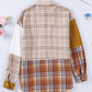 Plus Size Plaid Patchwork Button up Shacket