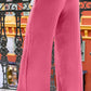 Textured Wide Leg Drawstring High Waist Pants