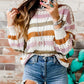 Striped Hollowed Knitted Loose Sweater