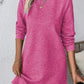 Solid Color Textured Long Sleeve Shift Dress