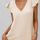 Butterfly Sleeve V Neck Blouse