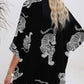 Tiger Print 3/4 Sleeve Oversized Shirt