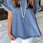 Sky Blue Raw Edge Denim Top