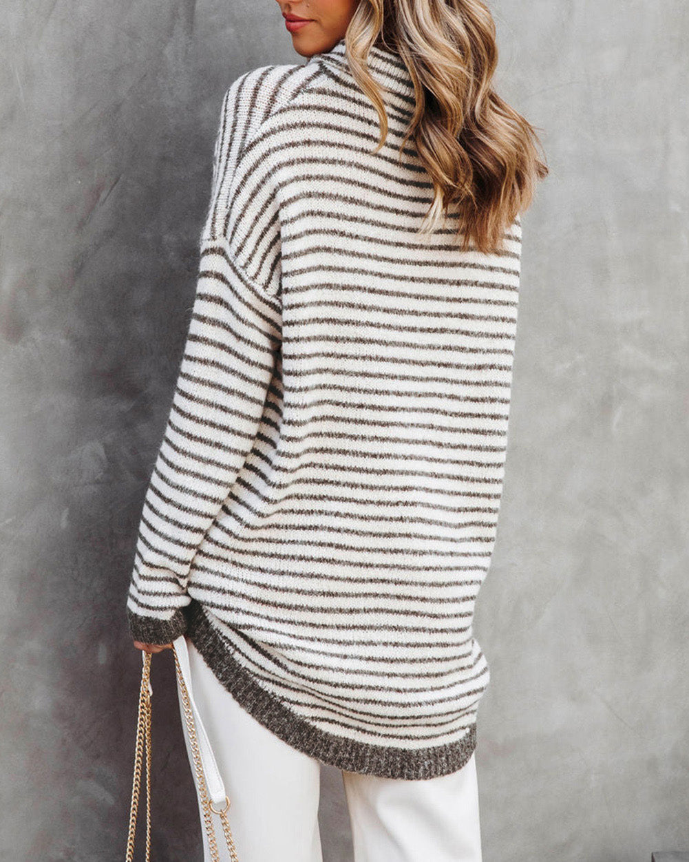 Striped Turtleneck Loose Sweater