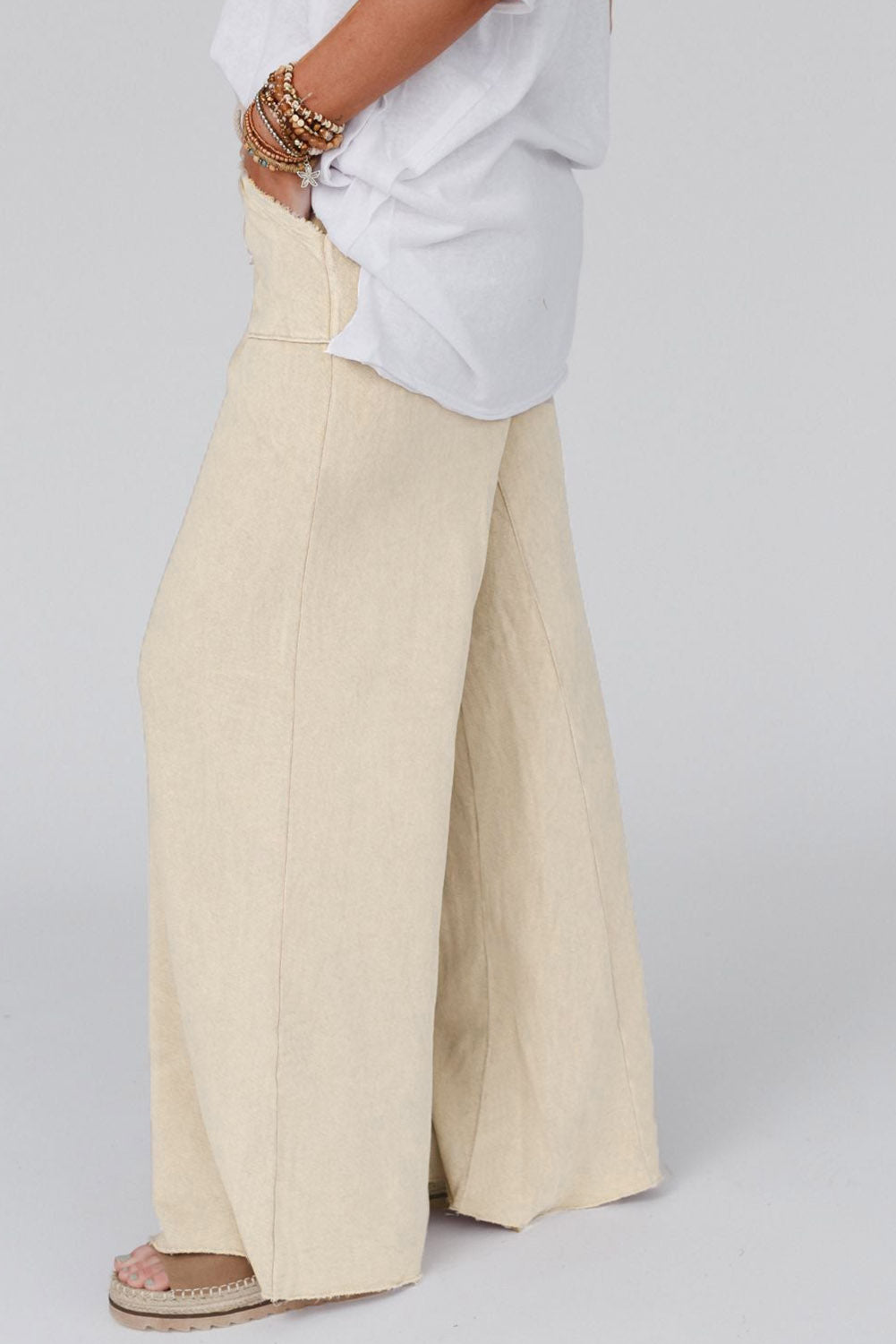 Mineral Washed Drawstring Retro Wide Leg Pants