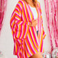 Stripe Wide Sleeve Open Front Kimono