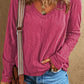 V Neck Center Seam Long Sleeve Tee