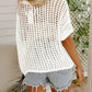 Fishnet Knit Ribbed Round Neck Short Sleeve Sweater Tee