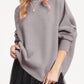 Oversized Drop Shoulder Bubble Sleeve Pullover Sweater