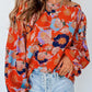 Floral Print Ruffle Puff Sleeve Blouse