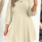 Ribbed Knit Puff Sleeve Flared Mini Dress