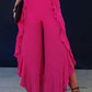 Ruffle Slit High Waist Wide Leg Pants
