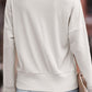Ribbed Texture Lace Trim V Neck Long Sleeve Top