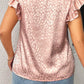 Plus Size Leopard Print Ruffled Flutter Sleeve Satin Blouse