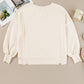 Solid Color Waffle Knit Drop Shoulder Plus Size Sweatshirt