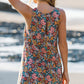 Vintage Floral Print Keyhole Back Sleeveless Mini Dress