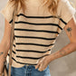 Parchment Striped Ribbed Knit High Neck Sweater