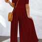 Short Sleeve Bodice Flowy Wide Leg Jumpsuit