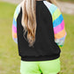 Sequin Color Block Raglan Sleeve Pullover Sweatshirt
