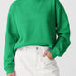 Solid Fleece Lined Drop Shoulder Terry Sweatshirt