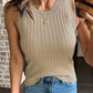 Ribbed Knit Crew Neck Tank Top