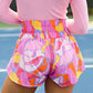 Abstract Print Smock Waist Casual Shorts