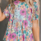 Bohemian Flower Print Flowy Short Sleeve Top