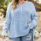 Plus Size Split Neck Buttons Crinkled Blouse