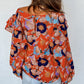 Floral Print Ruffle Puff Sleeve Blouse