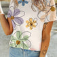 Summer Flower Print Casual Round Neck T Shirt