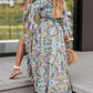 Paisley Printed Ruffle Trim Elegant Maxi Dress