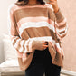 Striped Knit Drop Shoulder Loose Sweater