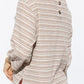 Striped Print Bracelet Sleeve Crew Neck Top