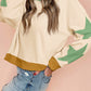 Star Patchwork Exposed Seam Oversized Sweatshirt