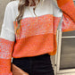Color Block Drop Shoulder Ribbed Trim Sweater
