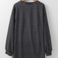Striped V Neck Long Puff Sleeve Shift Dress