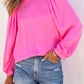 Satin Puff Long Sleeve Crewneck Blouse
