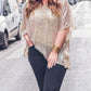 Plus Size Sequined V Neck Boxy Top