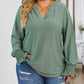 Split Neck Flounce Sleeve Plus Size Blouse