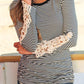 Stripe Lace Crochet Long Sleeve Top