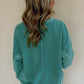 Solid Color Notched Neck Drop Shoulder Sweatshirt