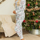 Holly Print Thermal Pullover Pants Lounge Set