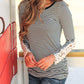 Stripe Lace Crochet Long Sleeve Top