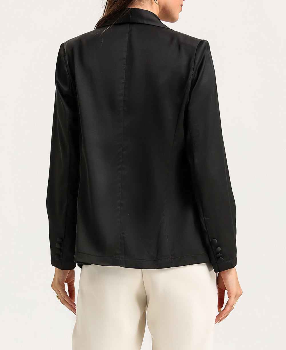 Collared Neck Single Breasted Blazer with Pockets