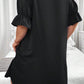 Solid Ruffled Puff Sleeve V Neck Plus Size Mini Dress