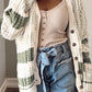 Plus Size Color Block Cable Knit Buttoned Cardigan
