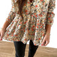 V Neck Ruffled Babydoll Floral Blouse