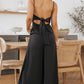 Spaghetti Straps Backless Knot Wide-Leg Jumpsuit