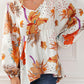 Floral Print V Neck Babydoll Blouse