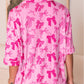 Bow Print Half Sleeve Shirt and Shorts Pajamas Set